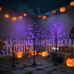 3 Pack Halloween Spooky Trees 4FT 5FT 6FT 216 Purple LED Lighted Black Trees